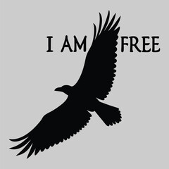 I am free typography silhouette vector design art and illustration