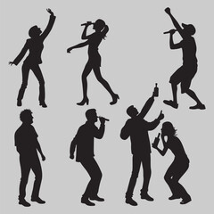 party people silhouette vector design art and illustration