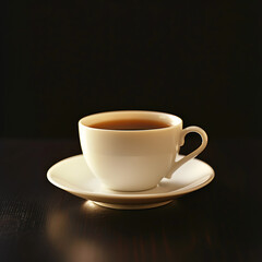 Close up of a coffee cup on black background