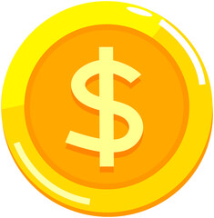 $，Dollar coin icon 