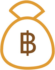 Baht Currency coin bag icon