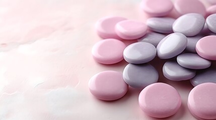 Pink and Purple Discs Arranged on a Surface