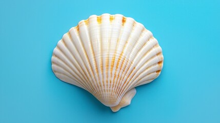 Obraz premium Close-Up of a Beautiful White Seashell Against a Turquoise Background