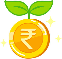 Rupee coin growth symbol