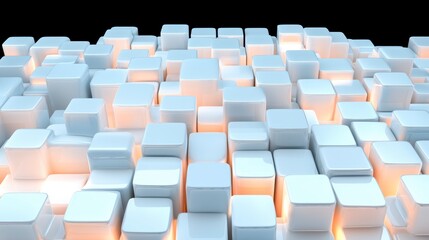 Obraz premium Abstract arrangement of glowing white cubes creating a modern, futuristic texture for design and background purposes