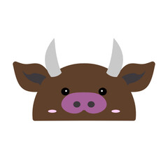 cute bull vector, drawing cartoon bull face, drawing bull face easy and simple full color