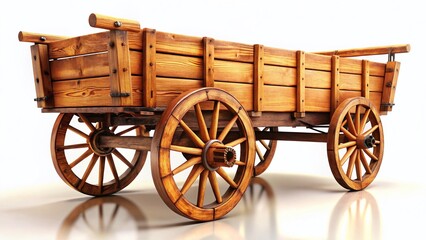 Fototapeta premium Antique Wooden Cart, Sunlight, Vivid Colors, Detailed