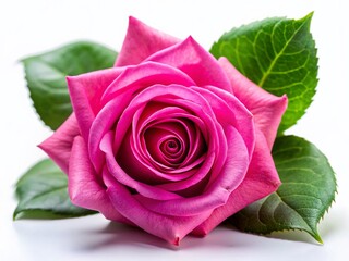 Beautiful Pink Rose, Lush Leaves, Bright Lighting,  Nature Photography