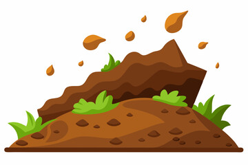 Animated Falling Soil Illustration: Perfect for Nature, Gardening, and Landscaping Projects.