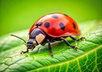 Obraz premium Closeup Red Ladybug on Leaf - Nature Photography