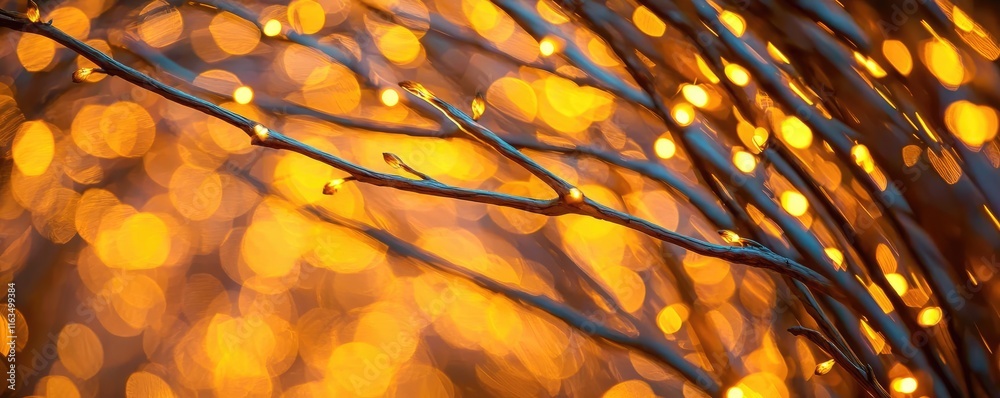 Aufkleber mystical nature concept. beautiful branches illuminated by warm, glowing lights creating a magical a