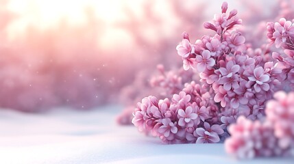 Delicate Pink Flowers Resting On Winter Snow