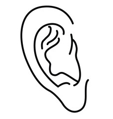 Cute cartoon hand drawn vector human ear coloring page.