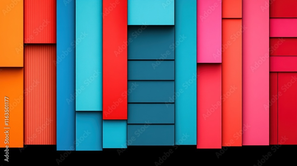 Poster abstract colorful geometric background modern design with vibrant red blue and pink rectangles