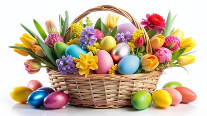 Naklejka premium Easter Basket Filled with Treats - Delightful Spring Scene