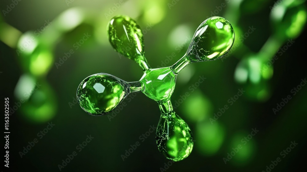 Poster abstract green molecular structure science nature technology concept on blur background