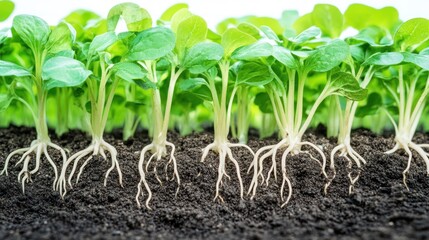 Vibrant Green Seedlings Emerging from Rich Soil