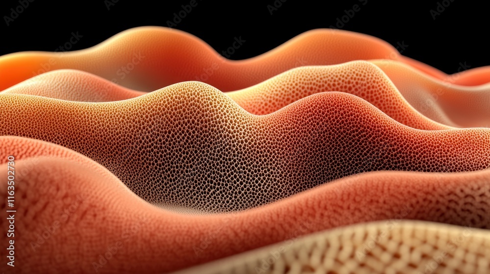 Poster Abstract Orange Cellular Wave Pattern 3D Rendered Textured Background