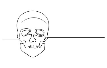 Continuous one line drawing of human skull