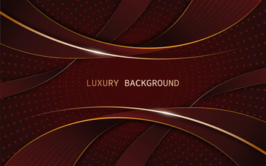 Luxury red background adorned with golden and dark red flowing wavy elements. Subtle dotted and lined patterns add depth and elegance to the composition. Vector illustration