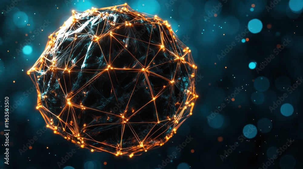 Aufkleber abstract glowing sphere network digital technology connection and innovation concept