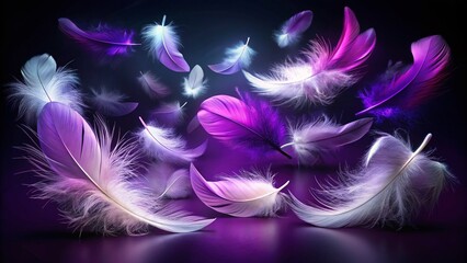 Fototapeta premium Floating Feathers - White & Purple Glow