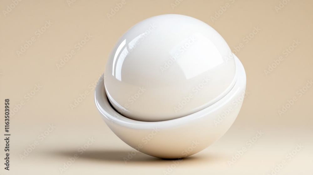 Poster abstract white sphere in beige setting modern minimalist 3d render