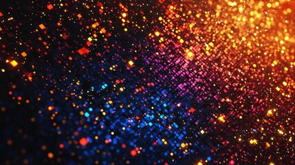 Obraz premium Blur Background of Abstract Digital Background Vibrant Colorful Glowing Cubes and Particles