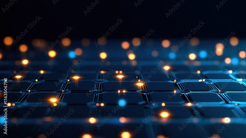 Aufkleber Abstract Futuristic Technology Background Illuminated Circuit Board with Glowing Nodes and