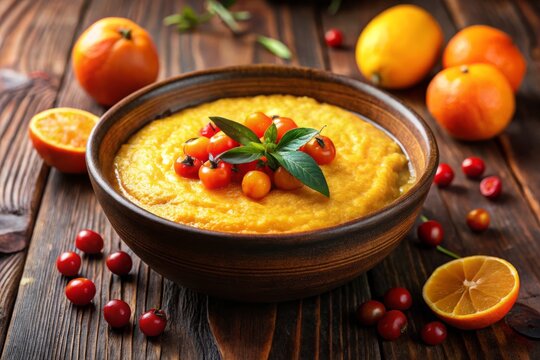 Delicious African Cornmeal Porridge with Wild Orange Pulp - Traditional Food
