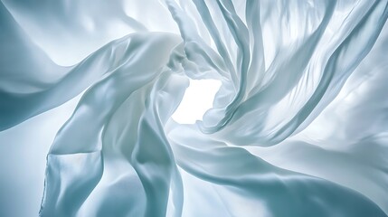 Fototapeta premium Light Blue Silk Fabric Swirling Abstract Design