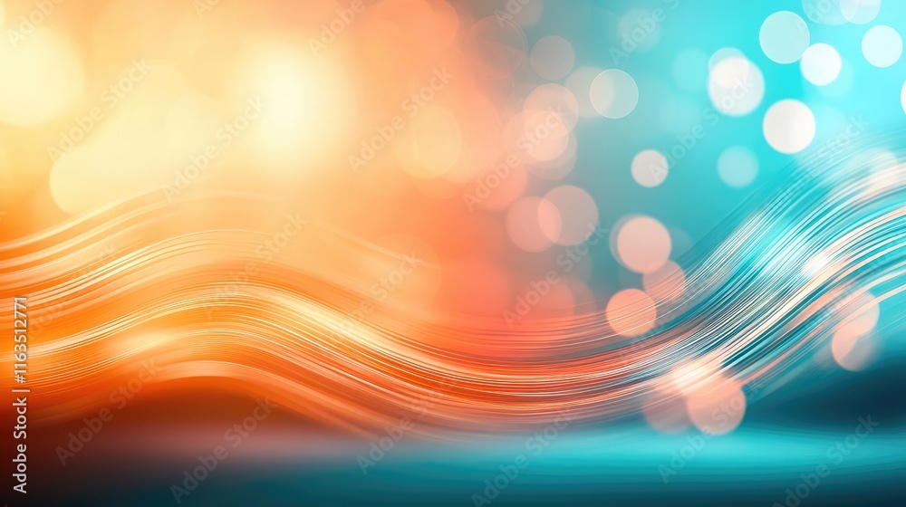 Poster Brushed abstract background concept. Colorful abstract wave background with vibrant bokeh lights for creative design projects.