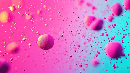 Splatter abstract background concept. Vibrant abstract design with colorful bubbles on a blurred background, ideal for digital art.