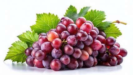 Fototapeta premium Red Grapes with Leaves - High Definition Still Life