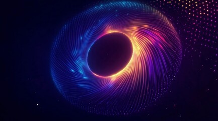 Obraz premium Digital Big Data Flow Background: Big Data Technology Lines, Abstract Science Technology Illustration, Big Data Neural Network Background Concept, AI Visualization Concept, Dot Matrix