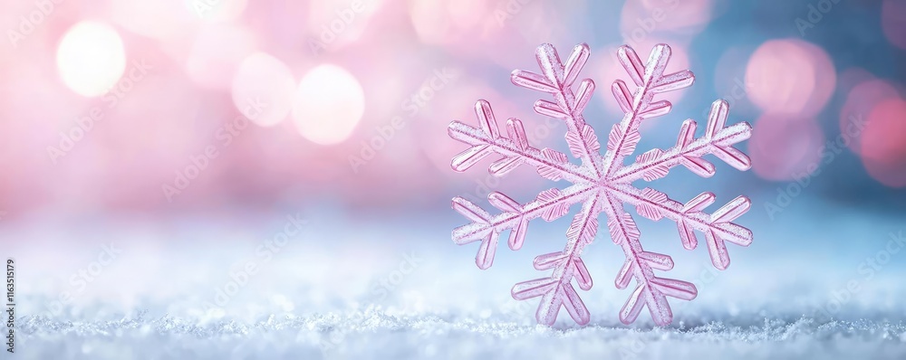 Aufkleber Snowflake abstract background idea. Delicate snowflake on a shimmering background, capturing winter's ethereal beauty.