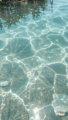 Fototapeta premium Sunlight Reflecting On Calm Aqua Water Surface