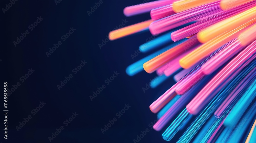 Poster Crash market concept. A vibrant array of colorful light strands creating a dynamic visual effect.