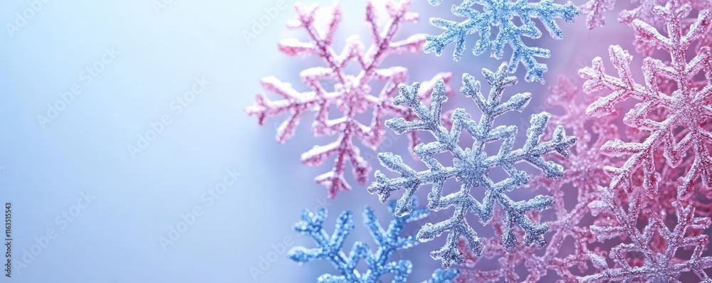 Poster snowflake abstract background idea. colorful snowflakes create a beautiful winter scene, perfect for