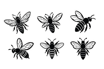 Bumblebee (Bombus) silhouette design, labeled linocut vector illustration.