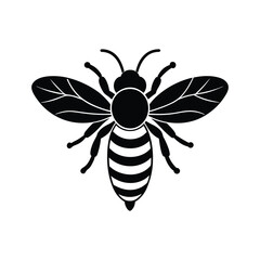 Honeybee (Apis) silhouette design, labeled linocut vector illustration.
