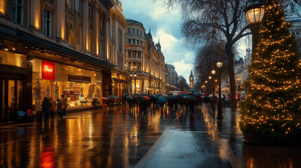 People with umbrellas in the rain.