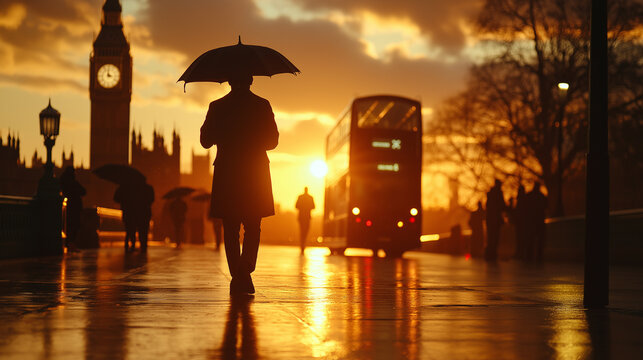 People with umbrellas in the rain.
