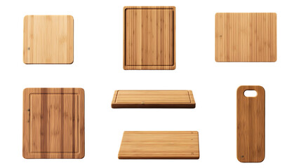 Wooden Cutting Boards Variety of Shapes Isolated on Transparent Background png