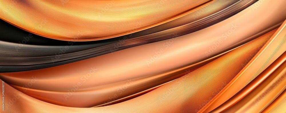 Poster brushed abstract background concept. elegant waves of orange and black fabric create a smooth, moder