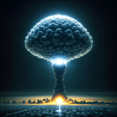 a large column of smoke after an explosion at night