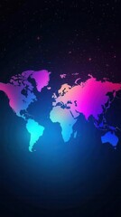 Fototapeta premium Illuminated world map showcasing regions with bright overlays global perspective digital art vibrant environment geographical concept