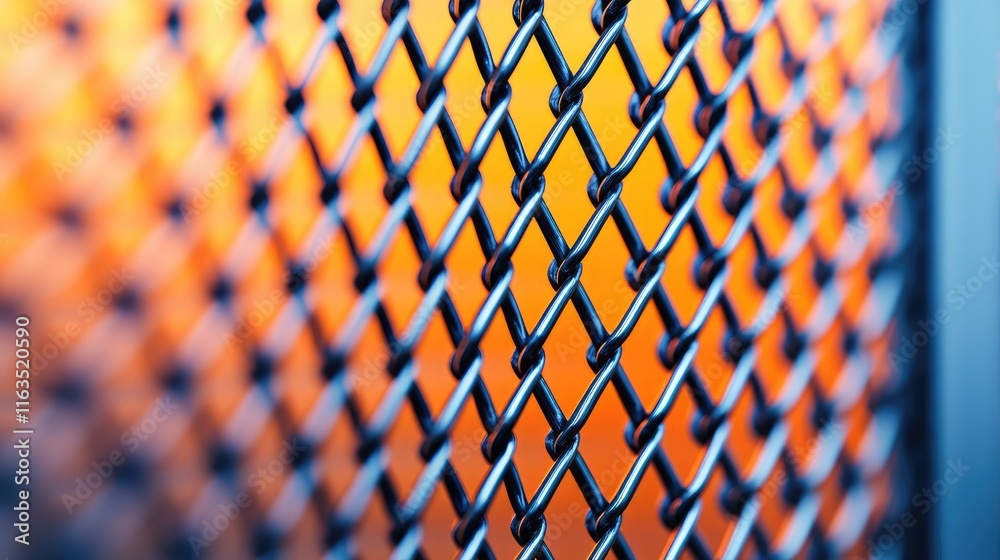 Poster brushed abstract background concept. close-up of a metallic mesh design with vibrant orange backgrou