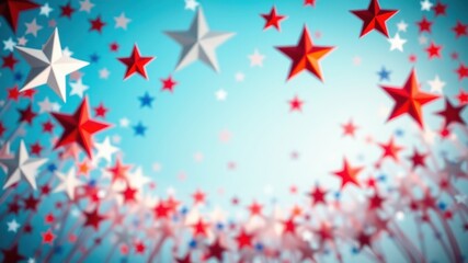 A Festive Display of Red, White, and Blue Stars Floating on a Light Blue Background