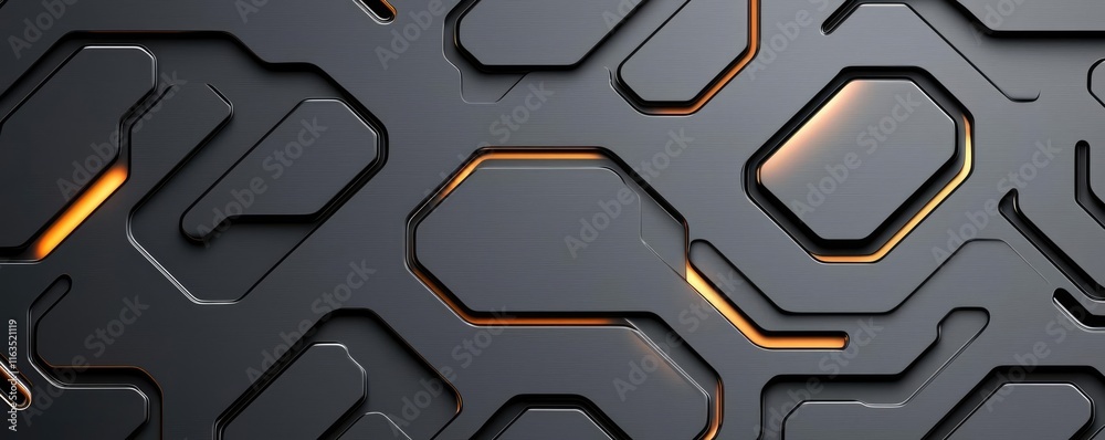 Poster brushed abstract background concept. futuristic geometric pattern with metallic texture and orange h